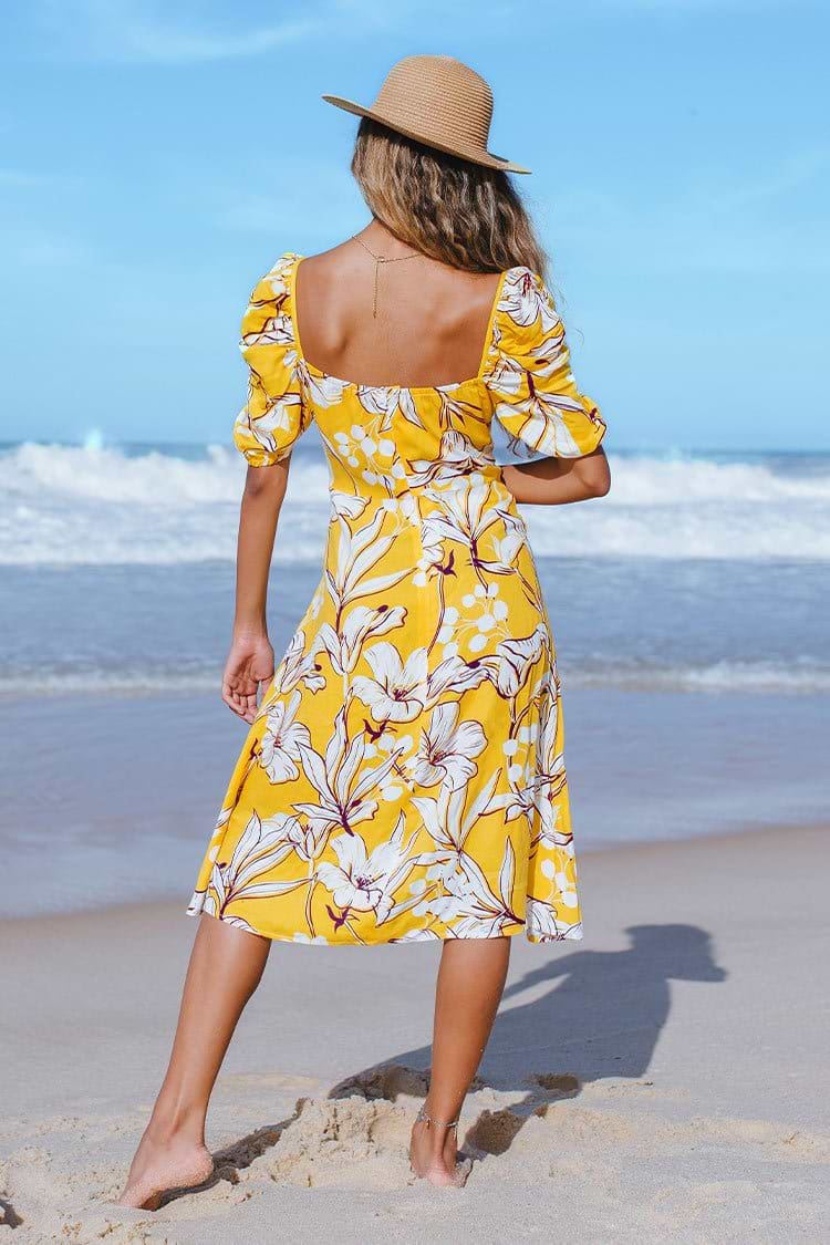 Florales Kleid mit V-Ausschnitt