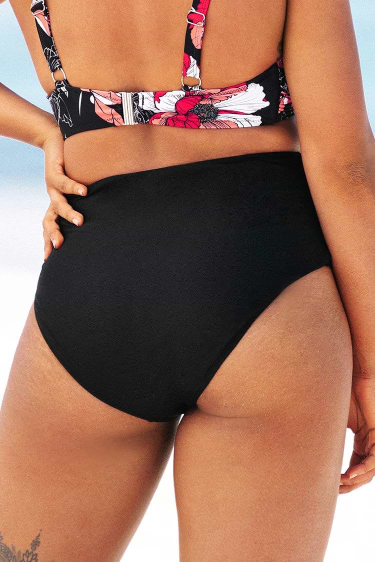 Bas de bikini grande taille torsadé imprimé floral