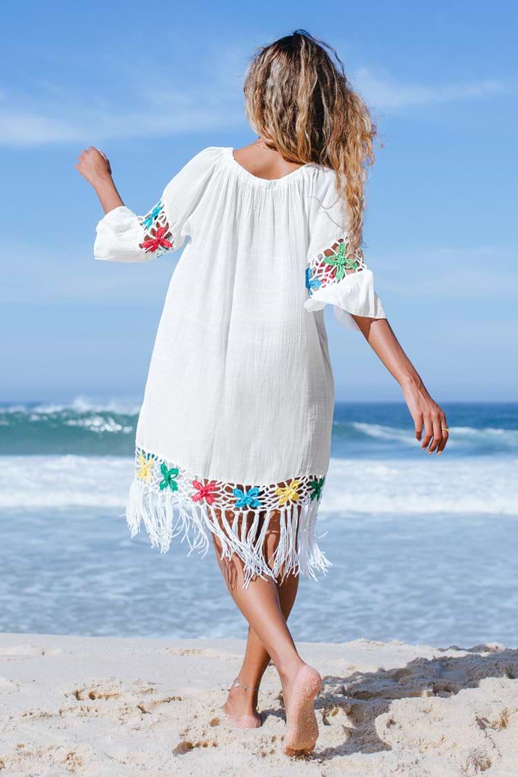 Gehäkelte Tunika mit Fringe Hem