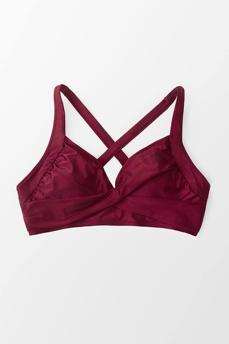 Sommer lustiges Große Größen Bikinioberteil mit Twist in Weinrot