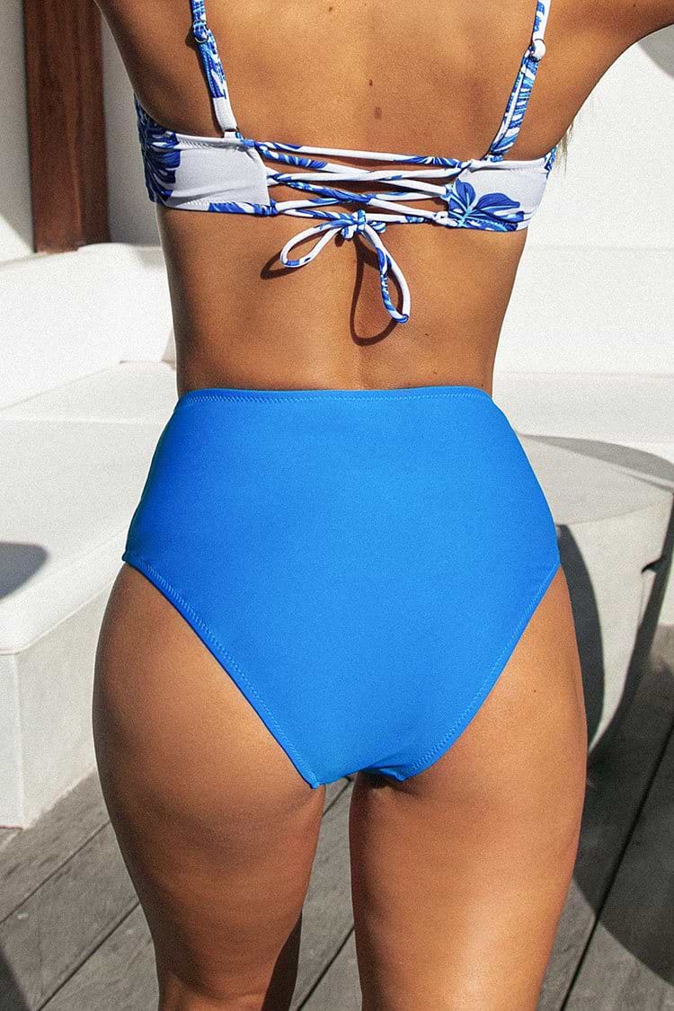 Mid Rise Bikini-Hose in blau