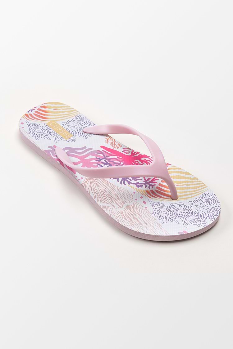 Zehentrenner-Sandalen mit Schatzsuche-Blattdruck