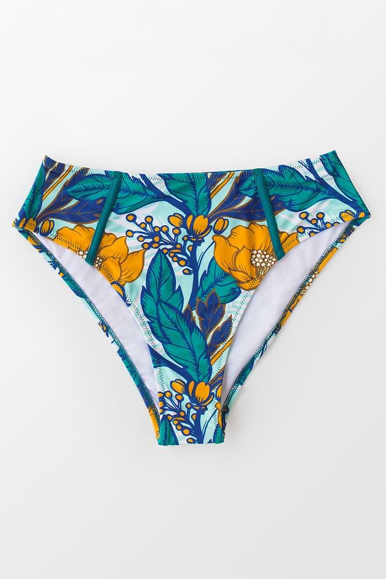 Bikinihose mit Blumen- und Blattmuster