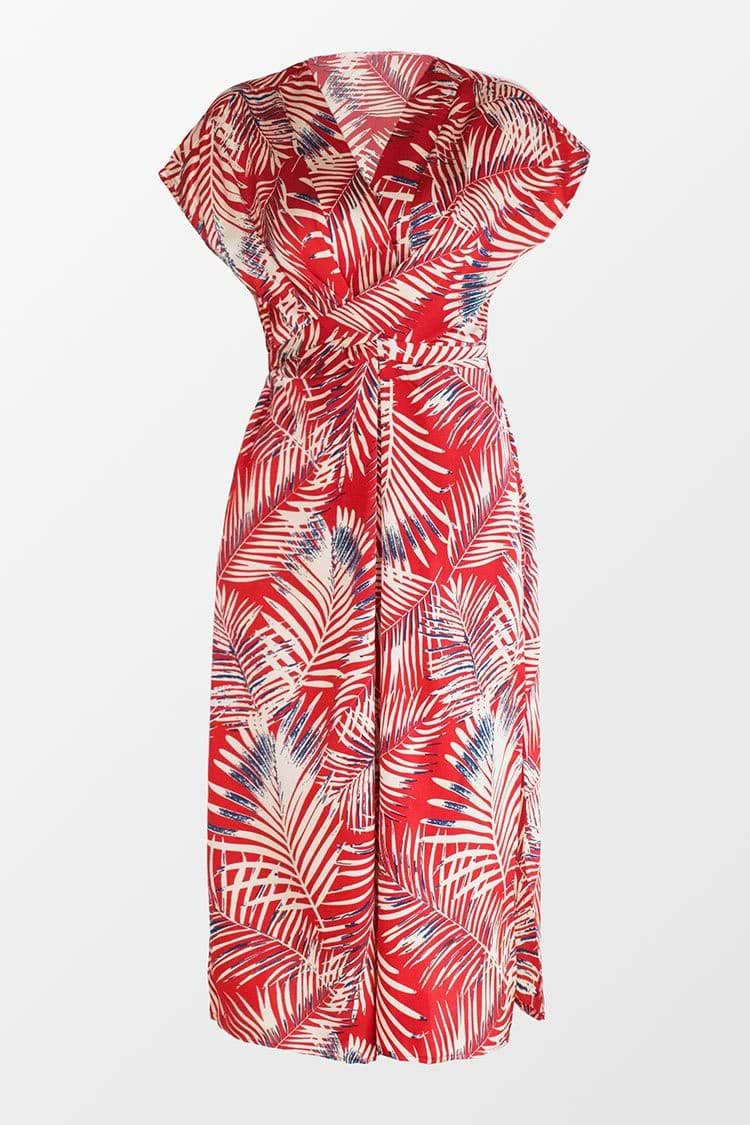 Robe portefeuille imprimé feuillues