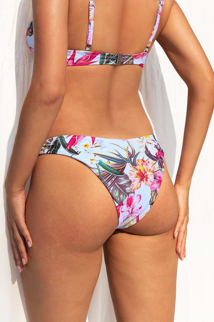 Bas de bikini réversible imprimé tropical
