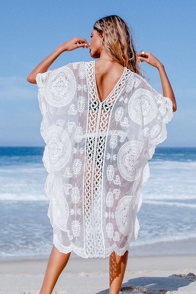 Stickerei Mesh Cover-up in Weiß