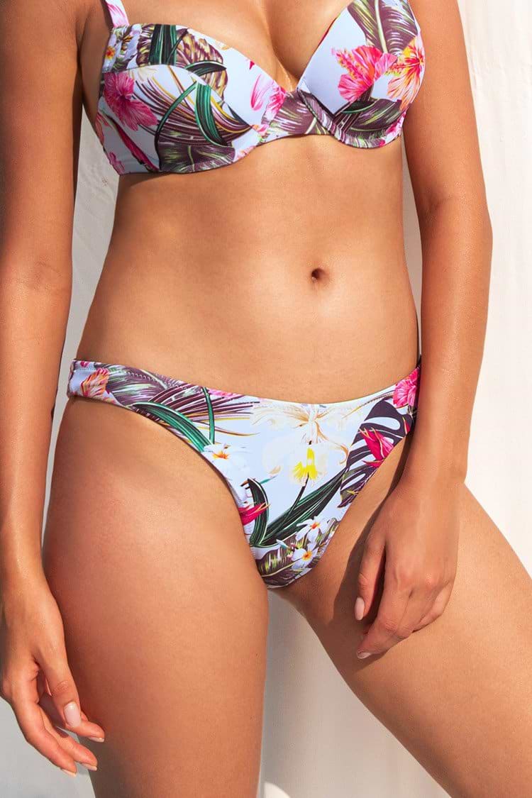 Bas de bikini réversible imprimé tropical