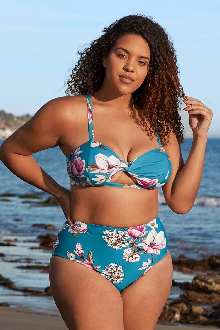 Große Größen Cutout Bikini-Set mit High Waist