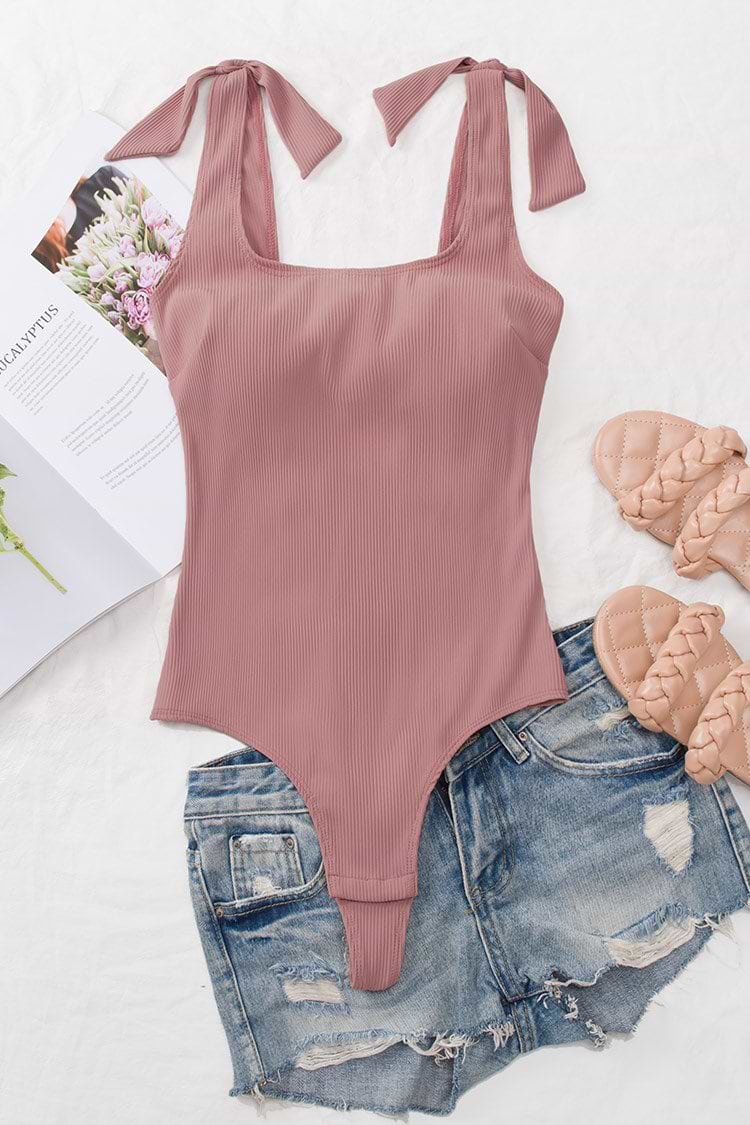 Body à nœuds rose poudré