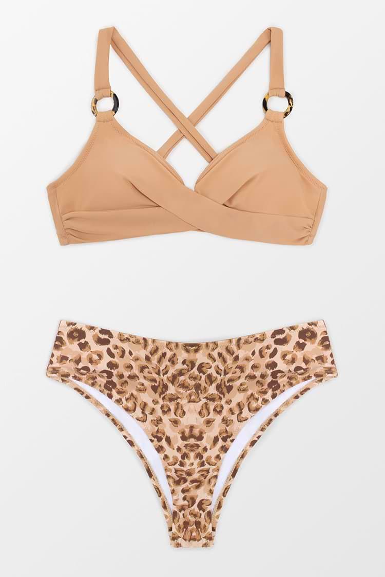 Bikini mit O-Ring und Leopard-Muster