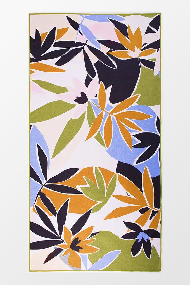 Serviette de plage à motif feuilles tropicales