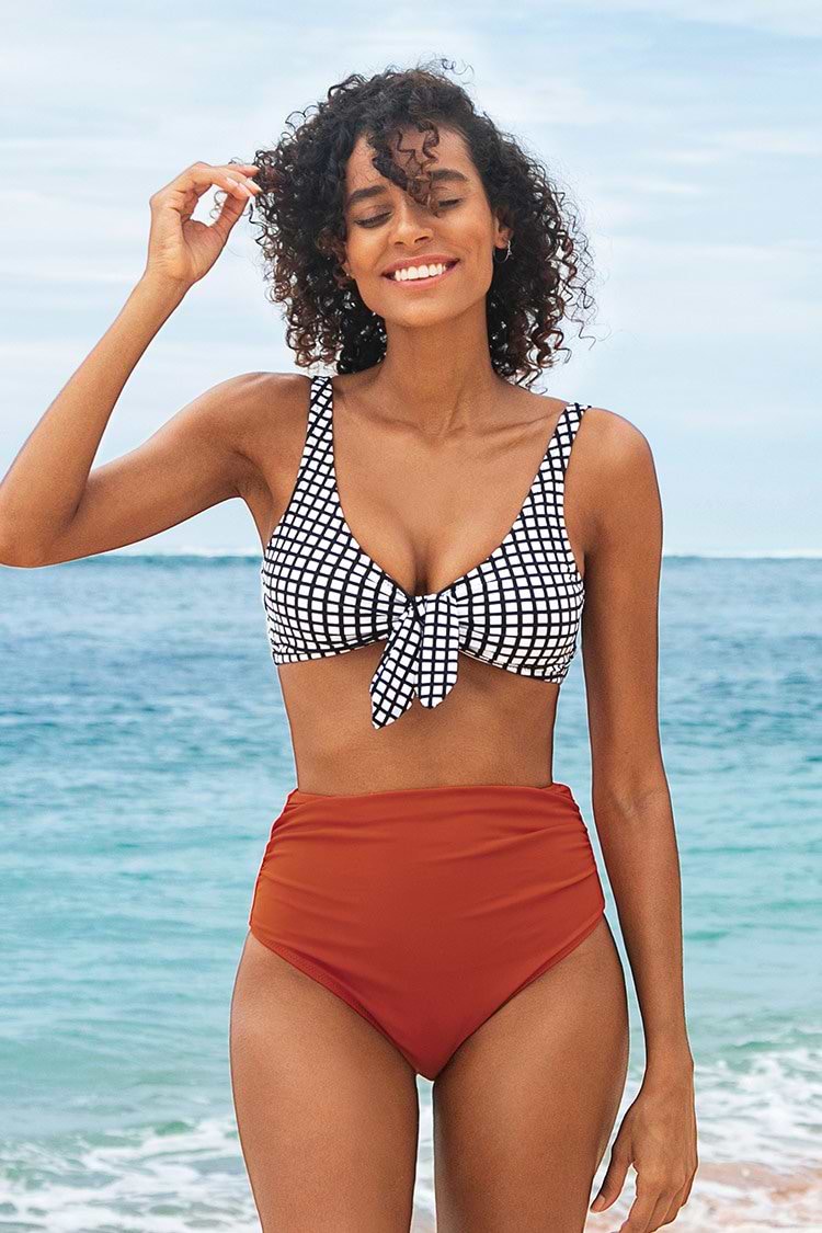 Bikini-Set mit High waist und Schleife