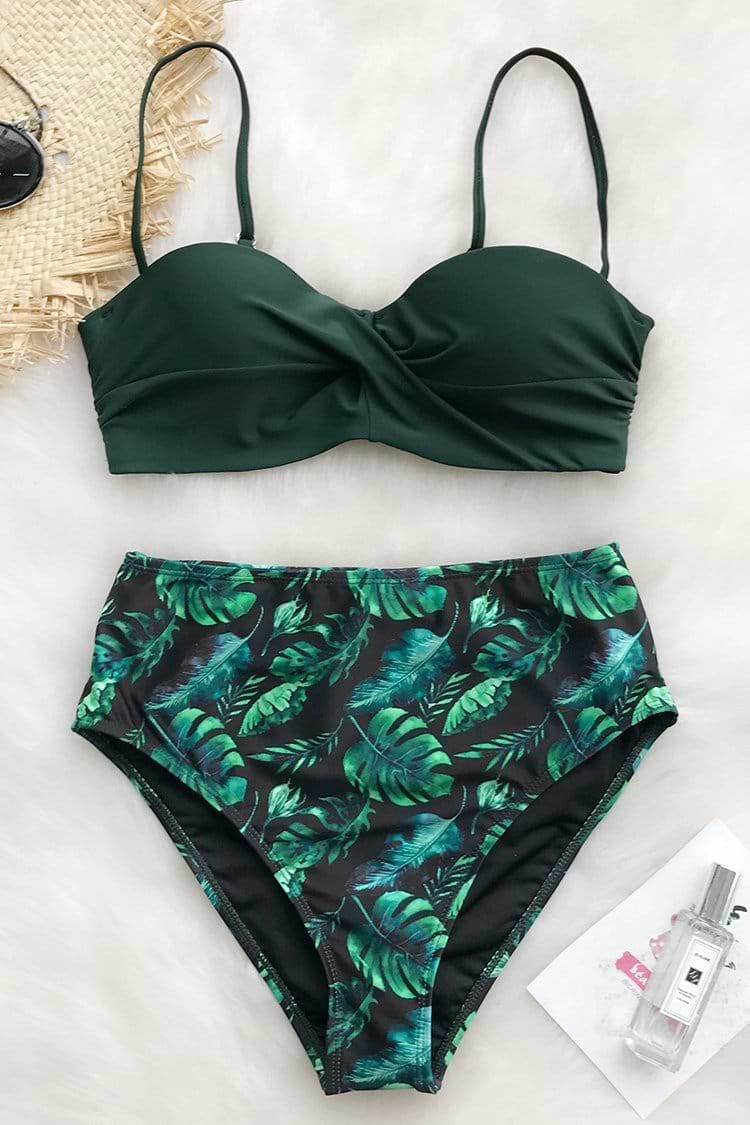 Tropisches Bikini-Set mit High Waist