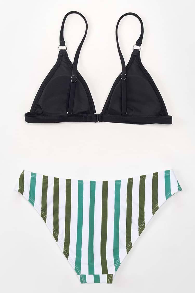Gestreiftes Triangel-Bikini-Set