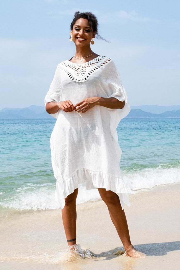 Gehäkeltes Cover Up mit Rüschensaum