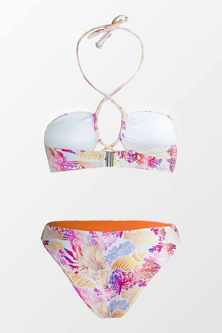 Reversibeler Bikini mit Korallenmuster