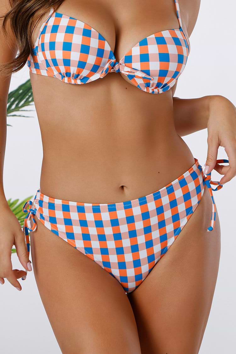 Plaid Bikini-Hose mit Kordelzug