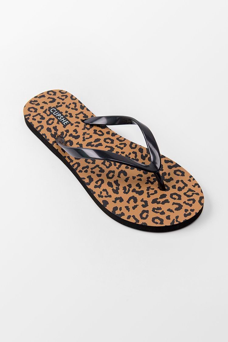All-Match Zehentrenner-Sandalen mit Leopardenmuster