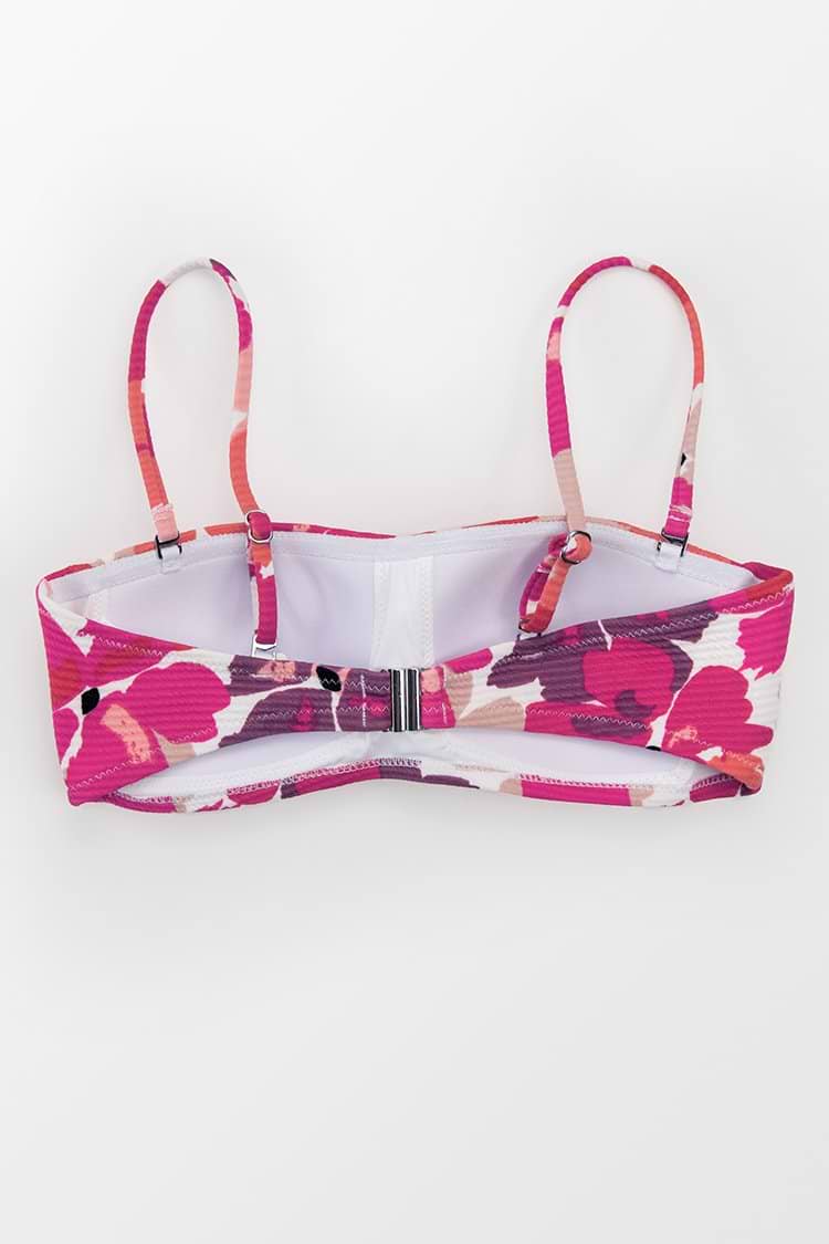 Haut de bikini bandeau imprimé floral rouge