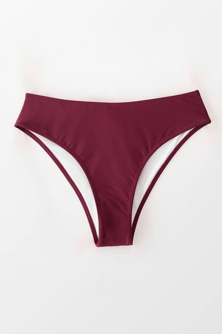 Bas de bikini taille moyenne bordeaux