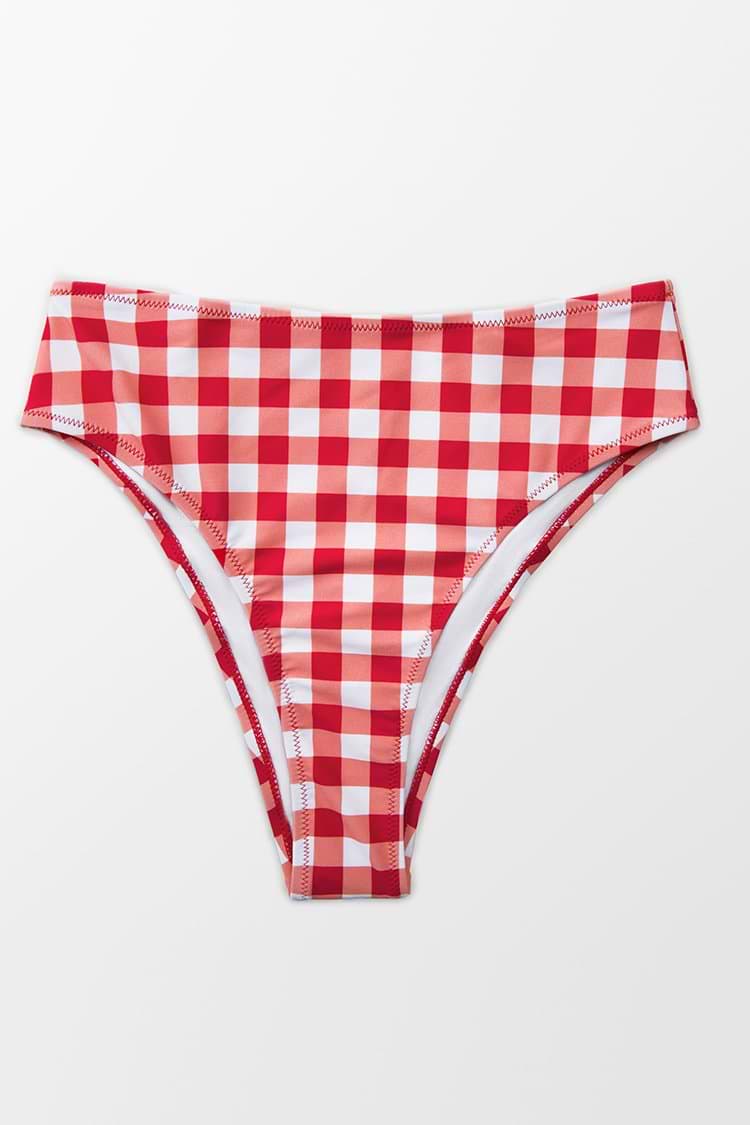 Gingham High Waisted Bikinihose in Rot
