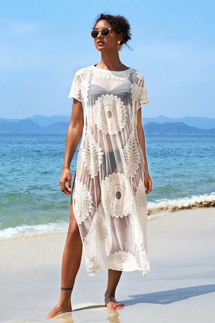 Mesh Cover Up mit Stickerei