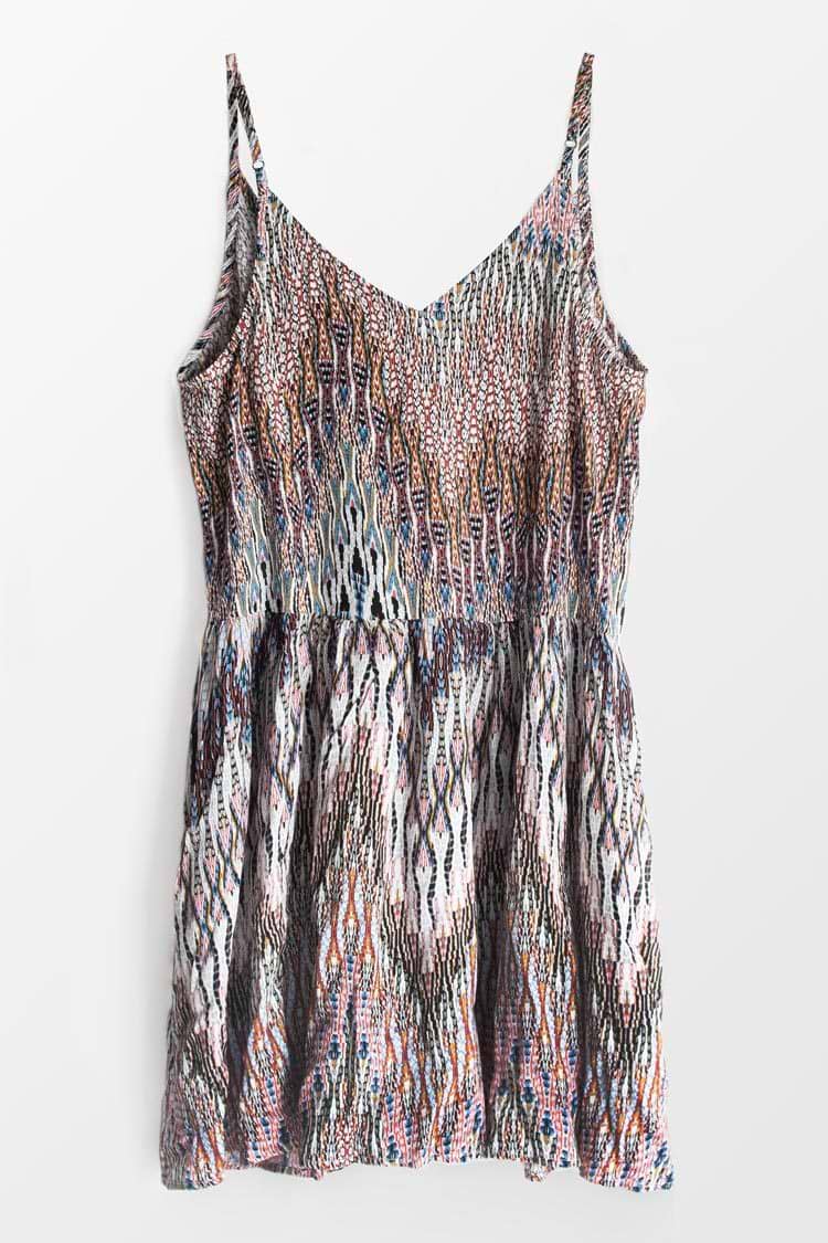 Boho Minikleid mit V-Ausschnitt