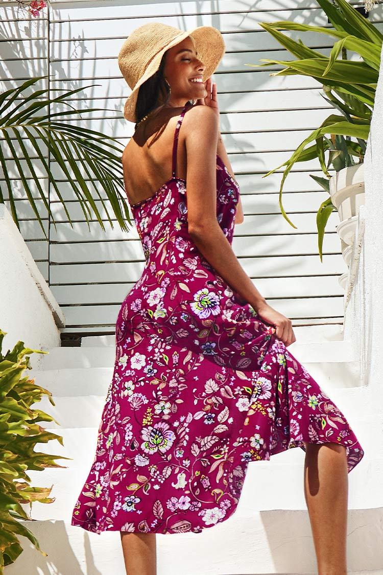 Robe imprimé floral avec boutons