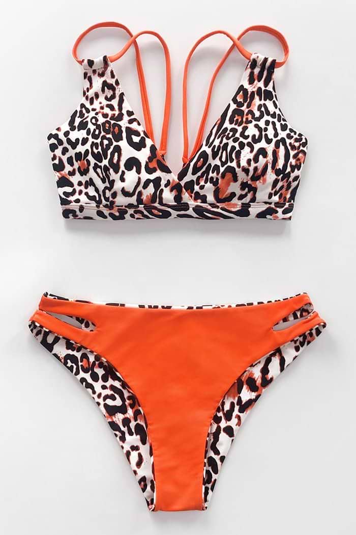 Riemchen Bikini mit Leopardenmuster