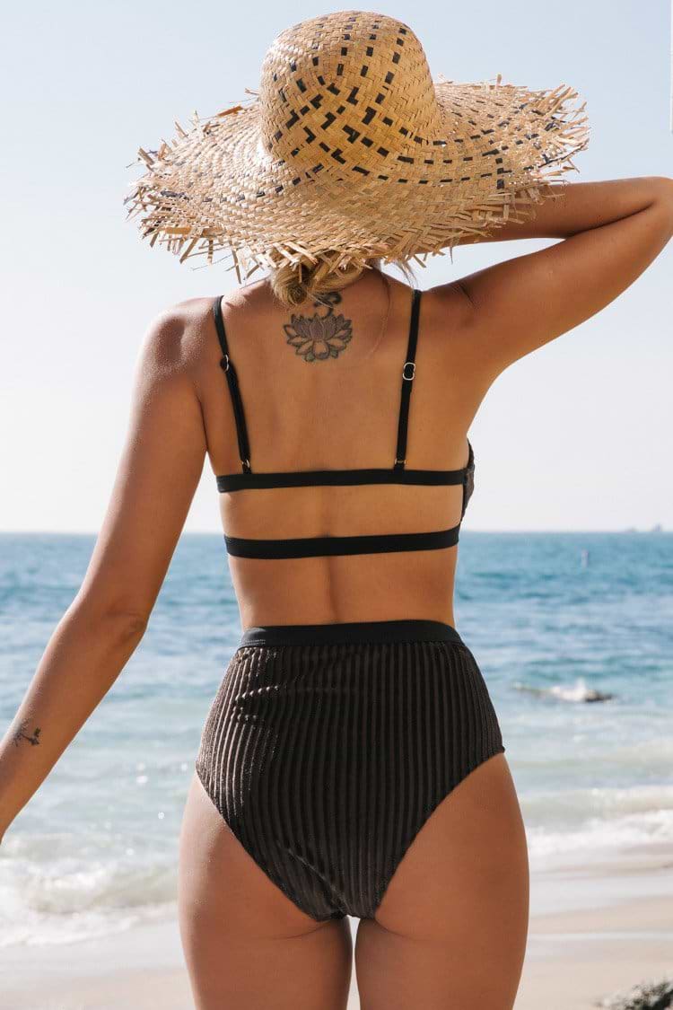 Bikini smocké marron foncé