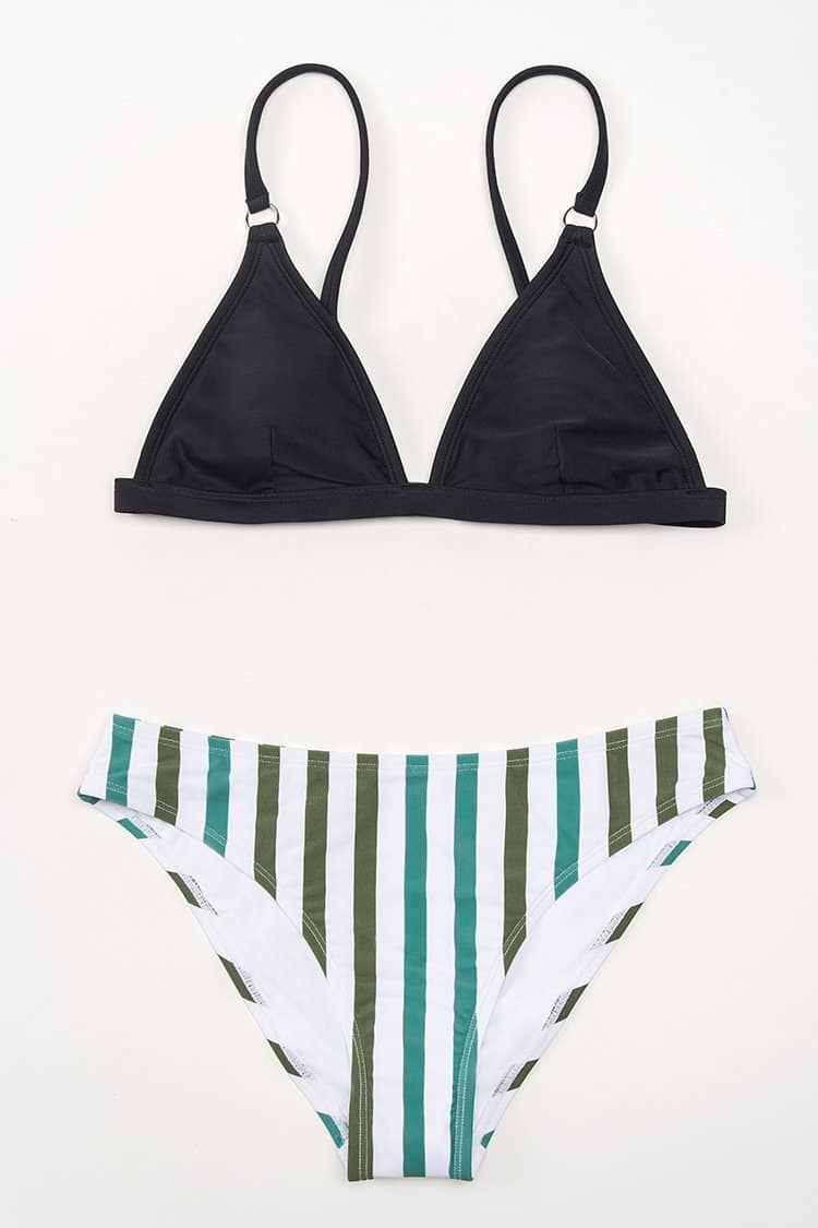 Gestreiftes Triangel-Bikini-Set