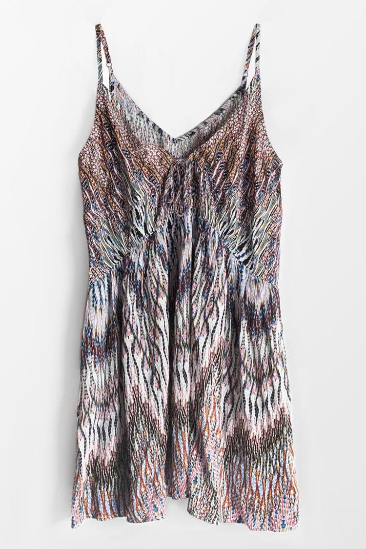 Boho Minikleid mit V-Ausschnitt