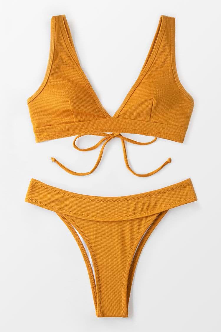 Bikini taille basse à lacets ginger