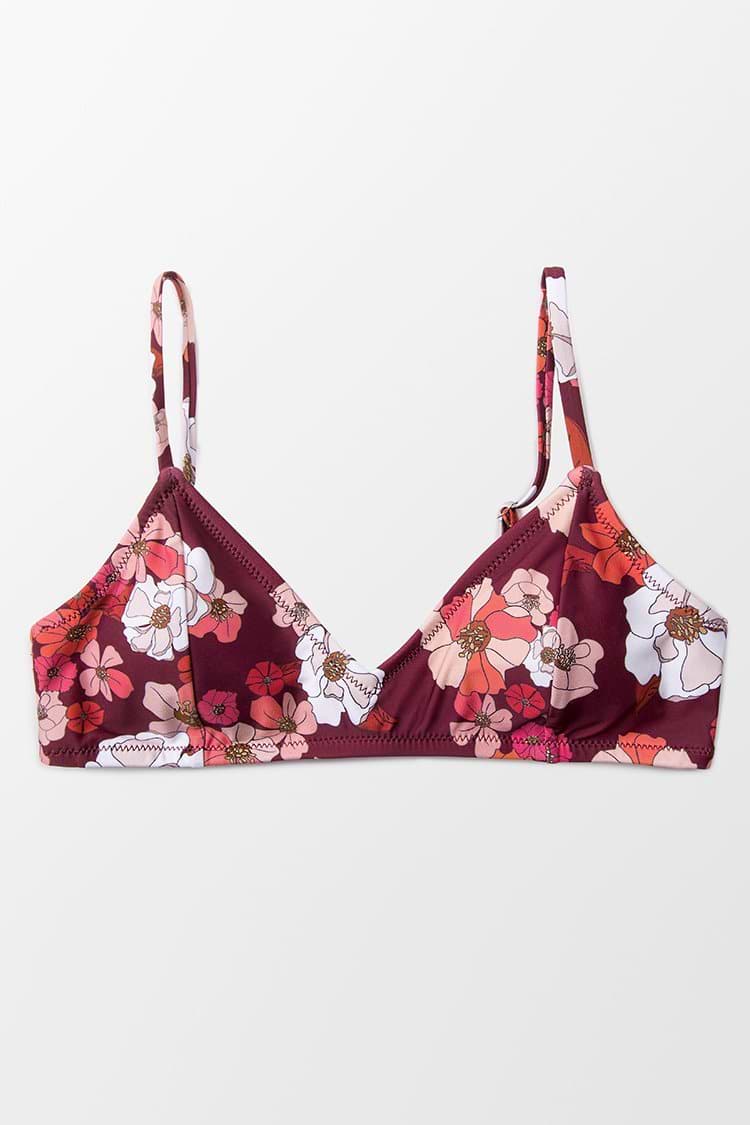 Haut de bikini col en V imprimé floral