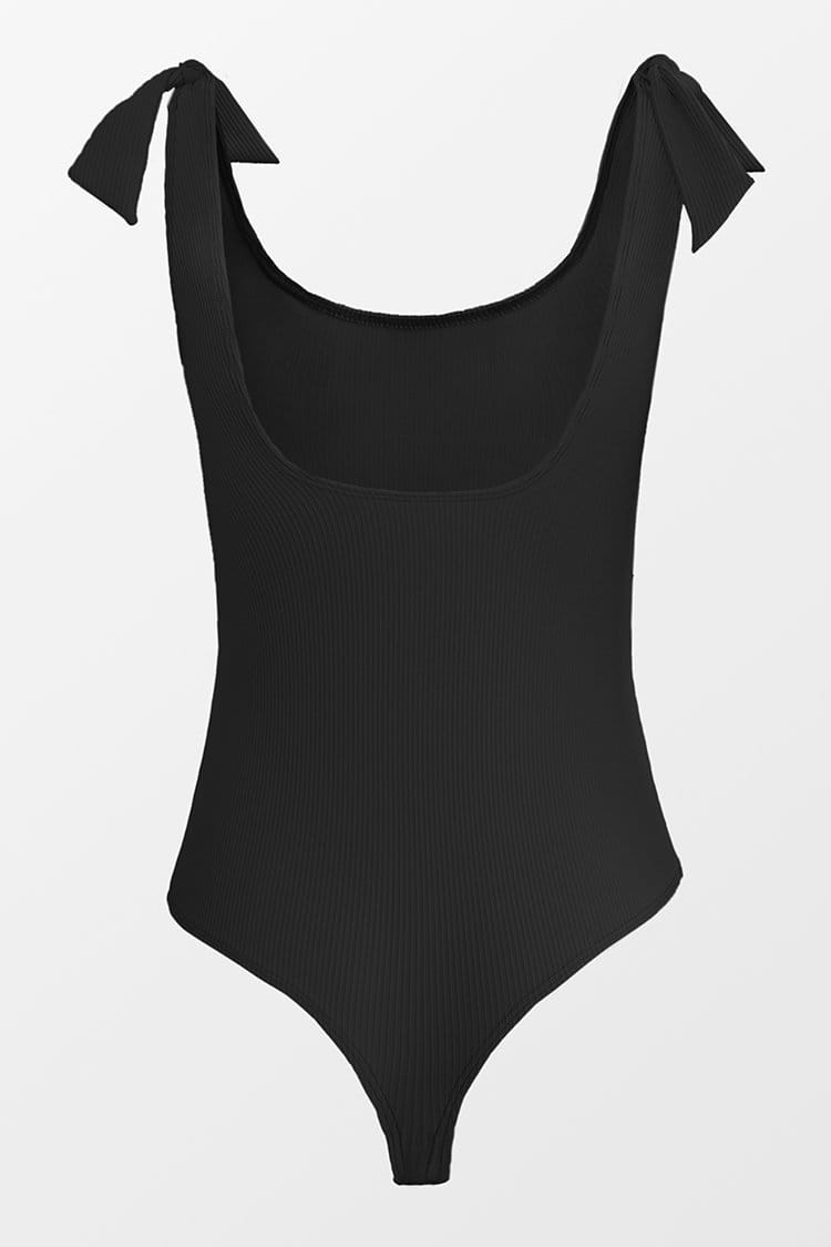 Schwarzer Bodysuit mit Schleife