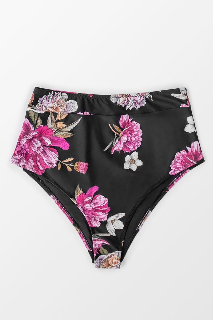 High Waist Bikini-Hose mit Blumenmuster