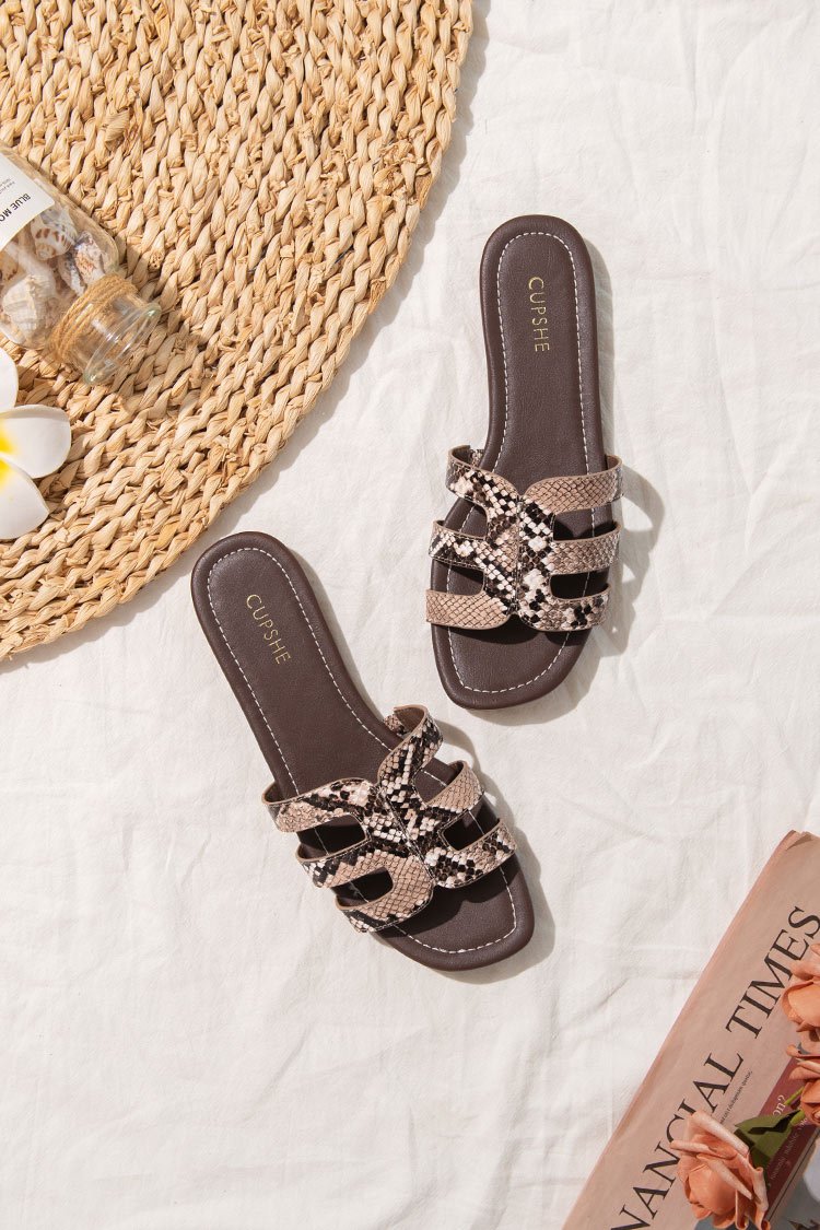 Snakeskin Pantoletten mit Cutout