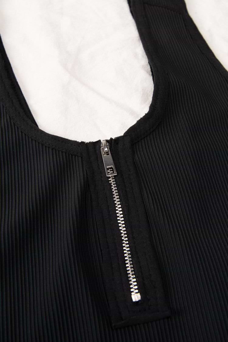 Bodysuit mit Reißverschluss in Schwarz