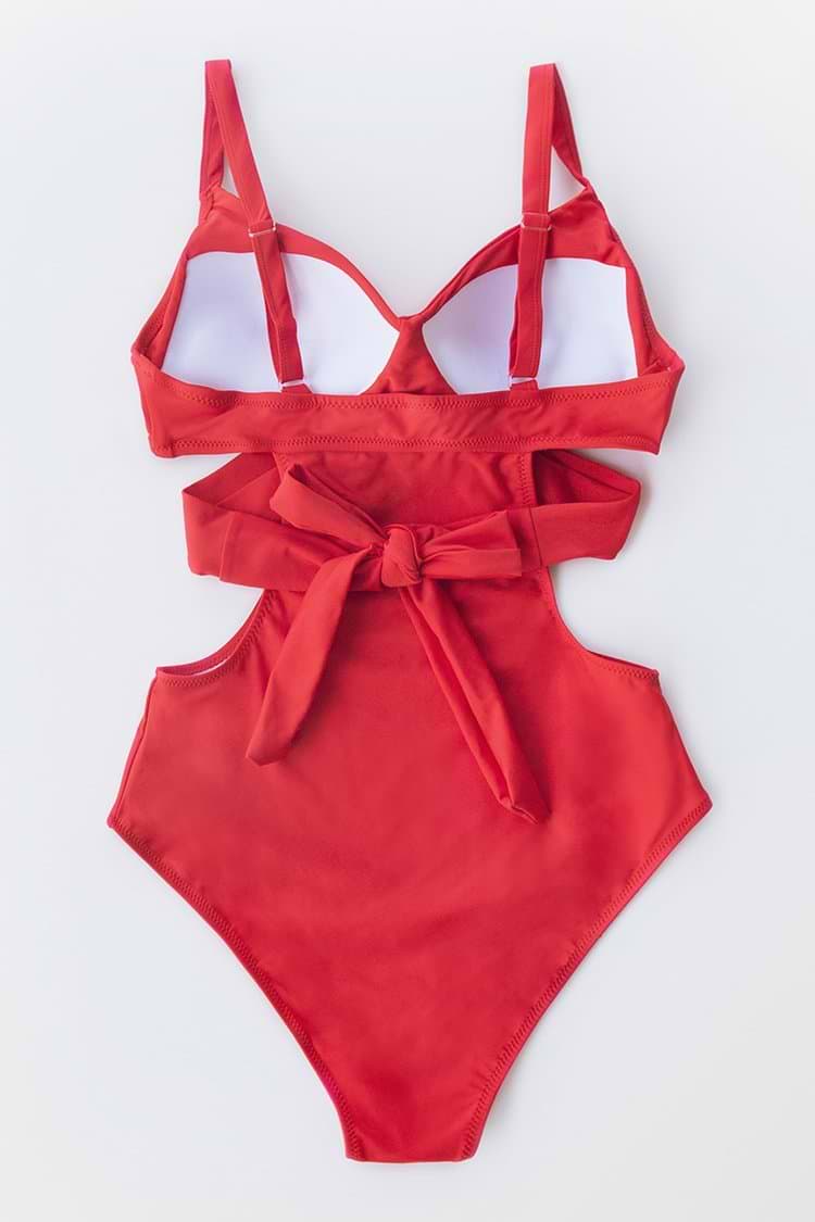 Cutout Badeanzug mit Twist in Rot