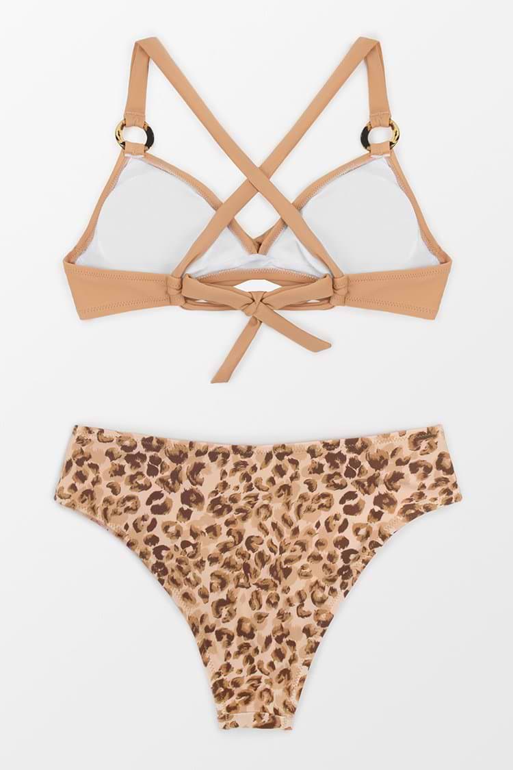 Bikini mit O-Ring und Leopard-Muster