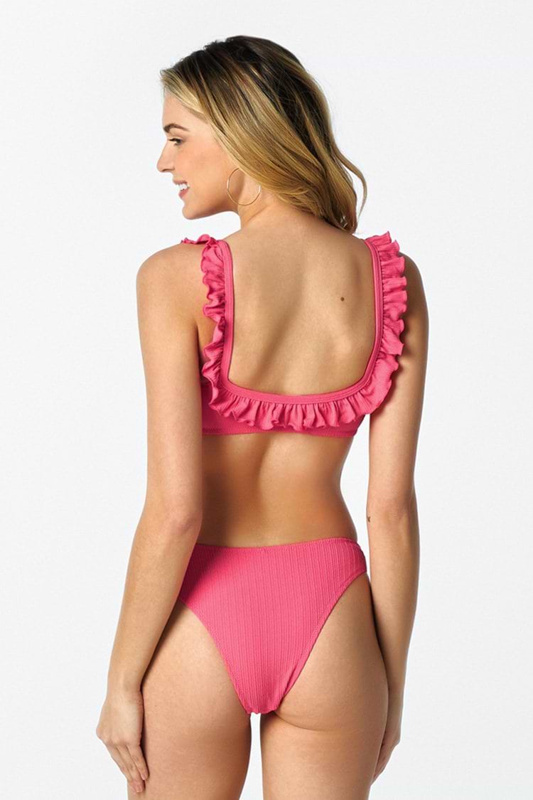 Geraffetes Rüschen Bikini-Set mit niedriger Taille