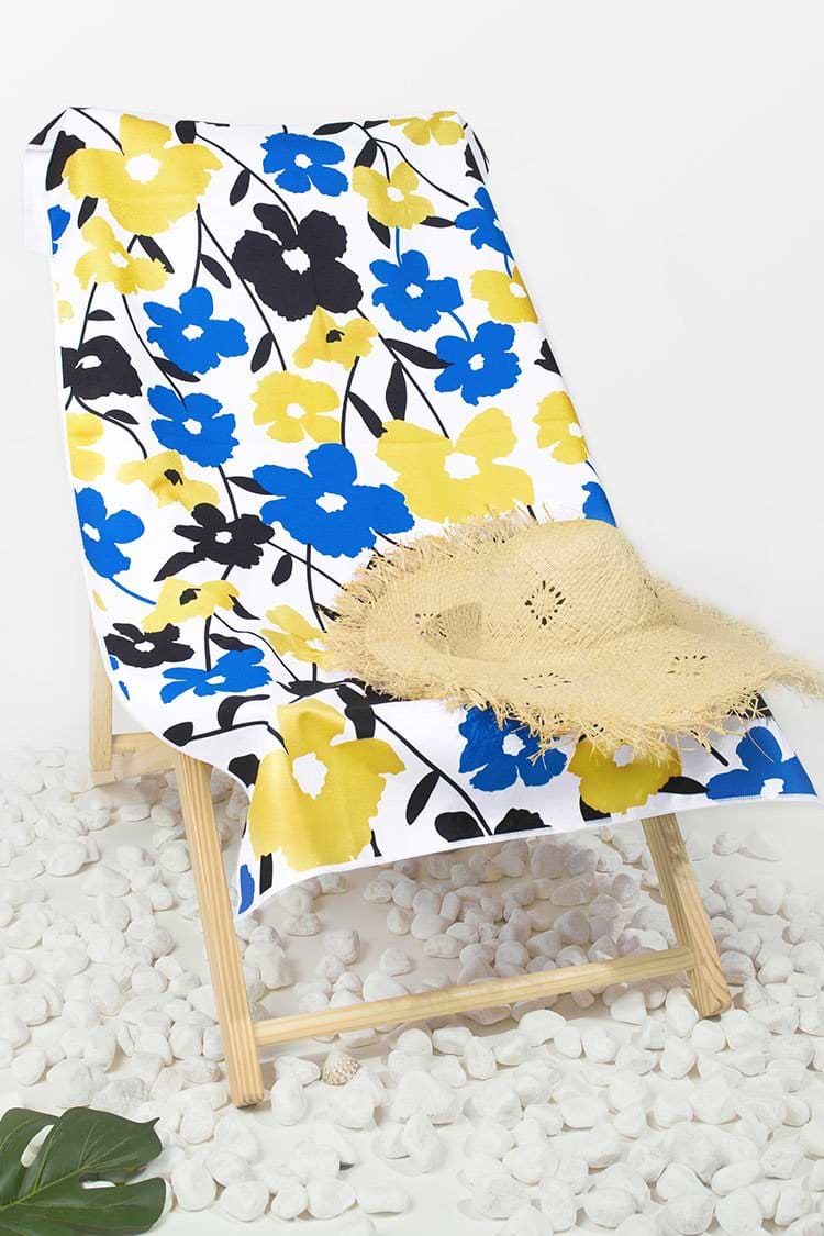 Serviette de plage imprimé floral Poppy