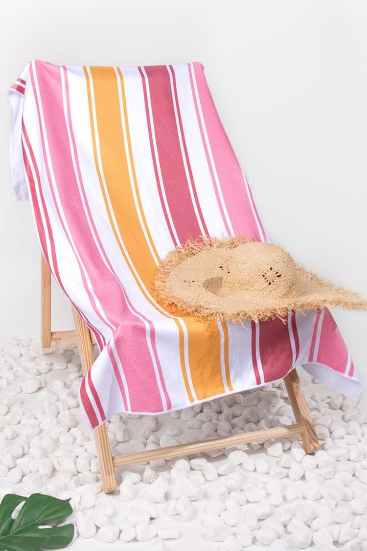 Serviette de plage rayée Raspberry Creamsicle