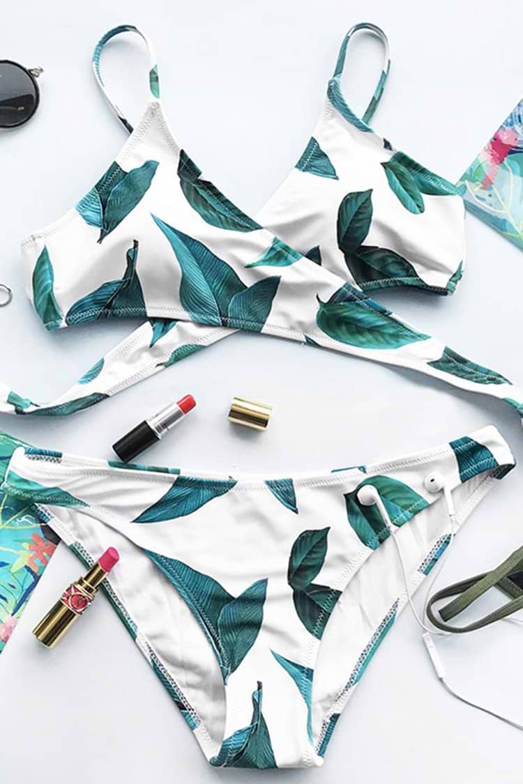 Bikini-Set mit Blättern-Muster