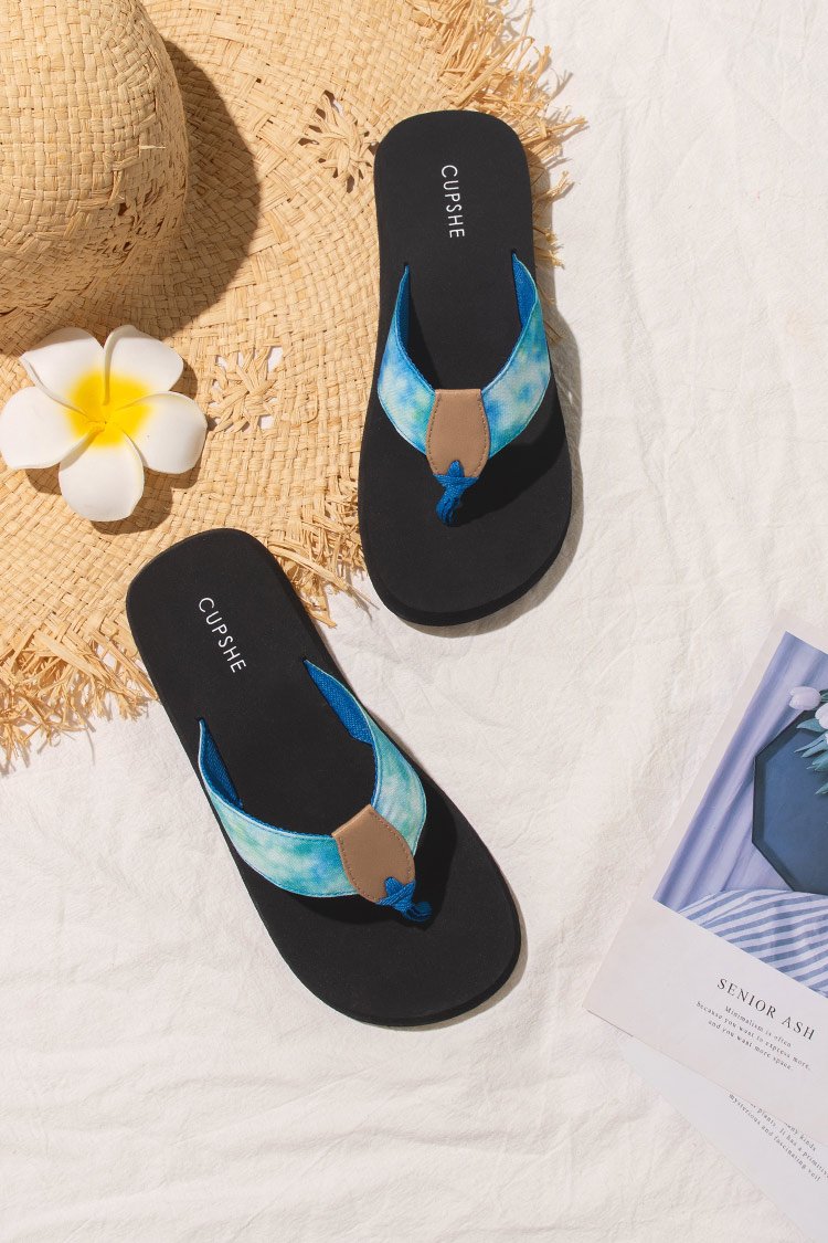 Kosmische Zehentrenner-Sandalen mit Kontrastfarbe