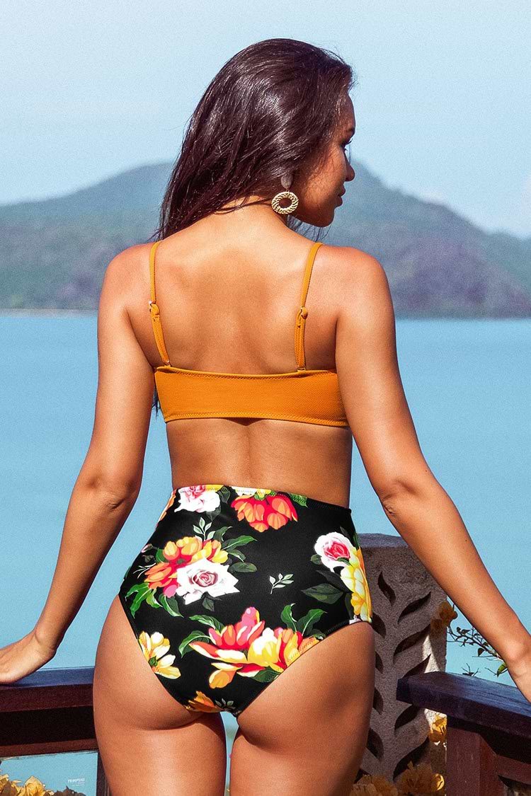 Süße Blumen High Waisted Bikinihose
