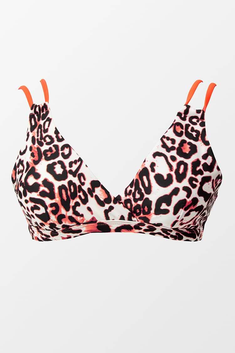 Riemchen Bikini-Oberteil mit Leopardenmuster