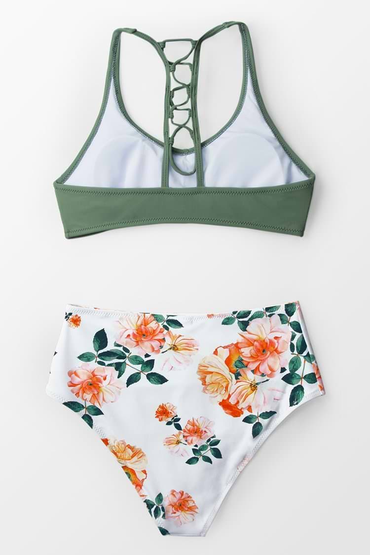 Bustier Bikini-Set mit Blumen-Muster
