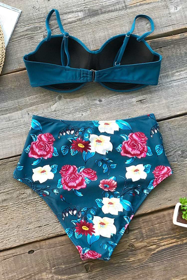 Bikini-Set mit Floral-Muster und High Waist