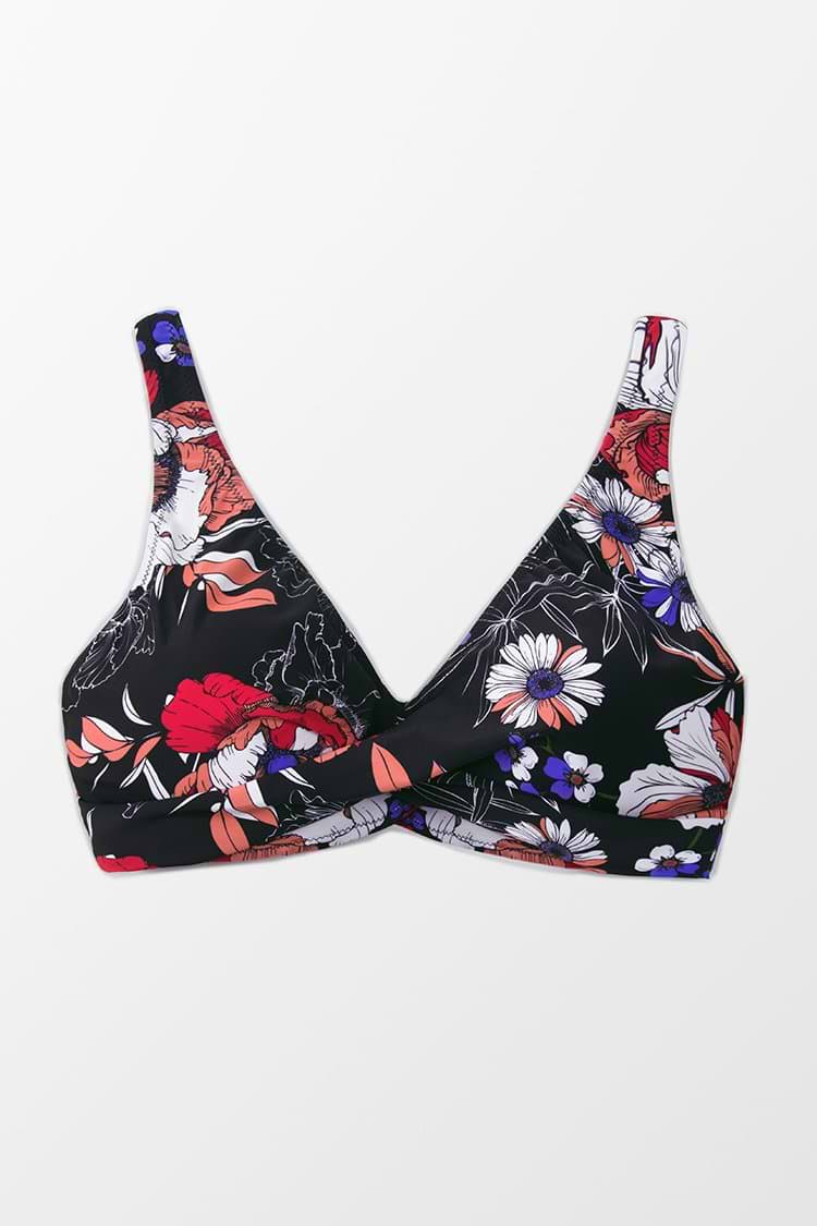 Haut de bikini grande taille torsadé imprimé floral